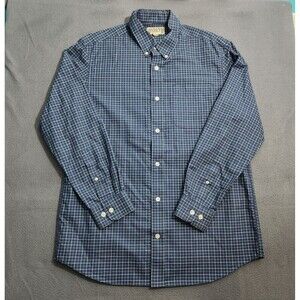 Duluth Trading Co. Men M Blue Plaid Check Down Dress Shirt